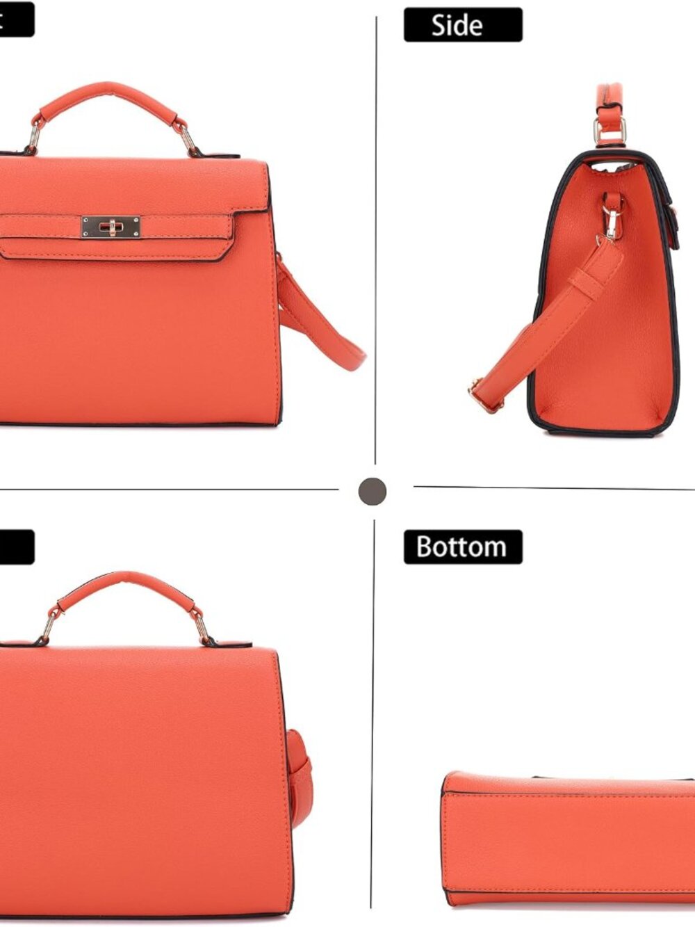 Women's Top Handle Satchel with Detachable Strap Small Pebbled Leather Fashion C - Picture 5 of 6